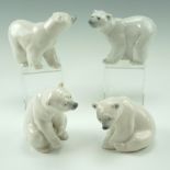 Four Lladro polar bears, tallest 12.5 cm