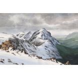 James Ingham Riley (Cumbrian, Contemporary) A wintry study of snow-capped Lake District peaks and