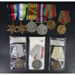Three Soviet military medals together with a Second World War British campaign medal group mounted