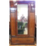 An Edwardian mahogany mirror door wardrobe, 108.5 x 49 x 195 cm