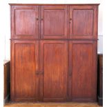 A Victorian pine housekeeper's cupboard, having three over three, baize lined cupboards, 176 x 38.