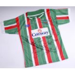 A signed Carlisle United AFC Wembley 1995 football shirt, signatures include Joe Joyce, Tony Hopper,