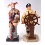 Two Royal Doulton figurines, The Helmsman and The Jester, tallest 25 cm