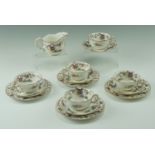 A group of early 20th Century Royal Worcester Pekin pattern tea ware comprising 5 cups, 5 saucers, 4