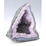 A large amethyst "cathedral" geode specimen, likely Brazil, 23 cm