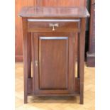 A George V mahogany bedside cabinet, having a drawer and a cupboard, 58 x 47 x 78 cm
