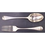 A Victorian silver Hanoverian pattern christening fork and spoon, London, 1976, 58 g gross, 16 cm