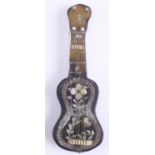 A late 19th / early 20th Century novelty inlaid tortoiseshell miniature guitar or similar