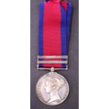 A Military General Service medal with two clasps to W Robinson, 34th Foot