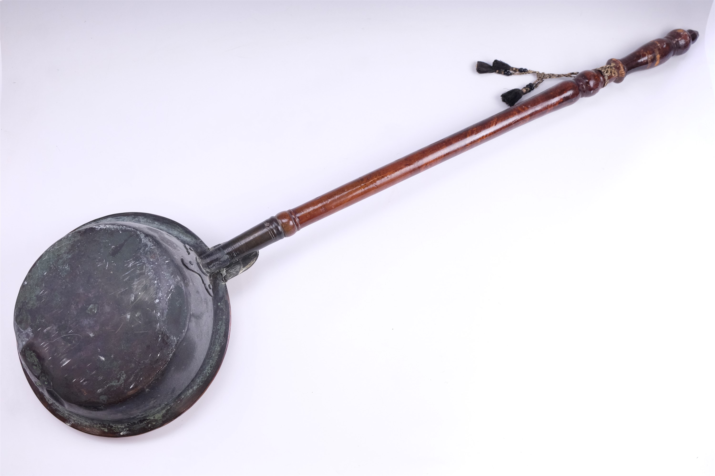 A Victorian brass and copper long handled bed warmer, 108 cm - Image 2 of 3