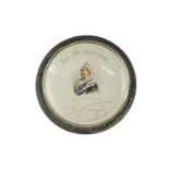 An Edwardian transfer-printed earthenware convex wall plaque In Memoriam of Queen Victoria,
