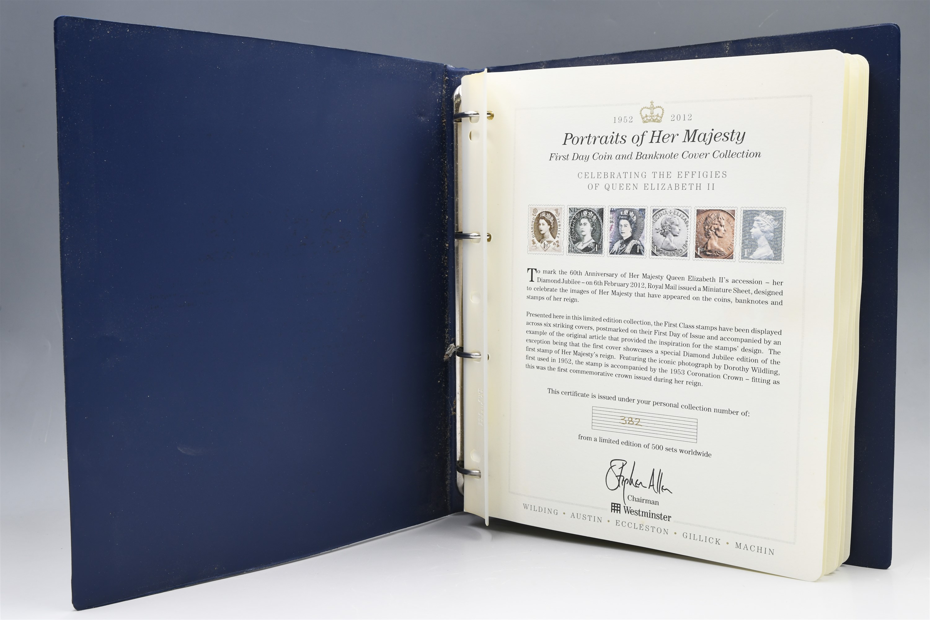 An album of Portraits of Her Majesty first day coin and banknote covers, limited edition 382/500, by - Image 2 of 8