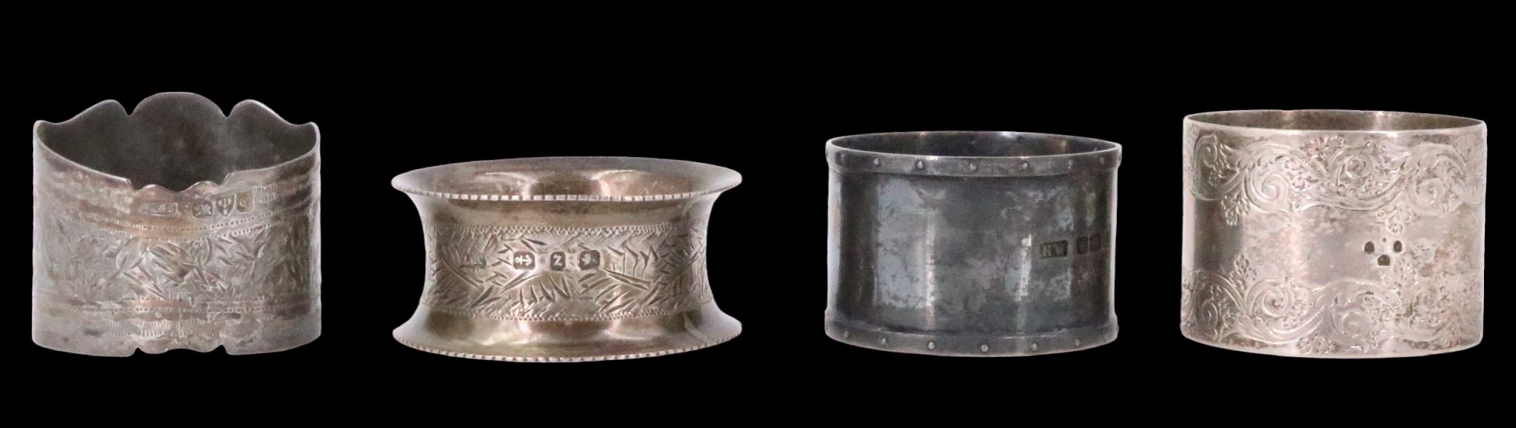 Four Victorian and later silver napkin rings, 107.5 g total - Image 2 of 6