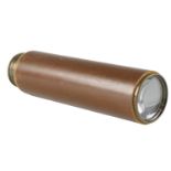 A mid-to-late 20th Century leather covered brass three draw telescope, marked 'Britannic, 15x', 45