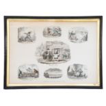 George Cruikshank (1792 - 1878) Six plates of watercolour-tinted engraved humorous vignettes from