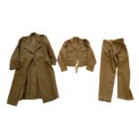 A post-War British army Battledress and greatcoat