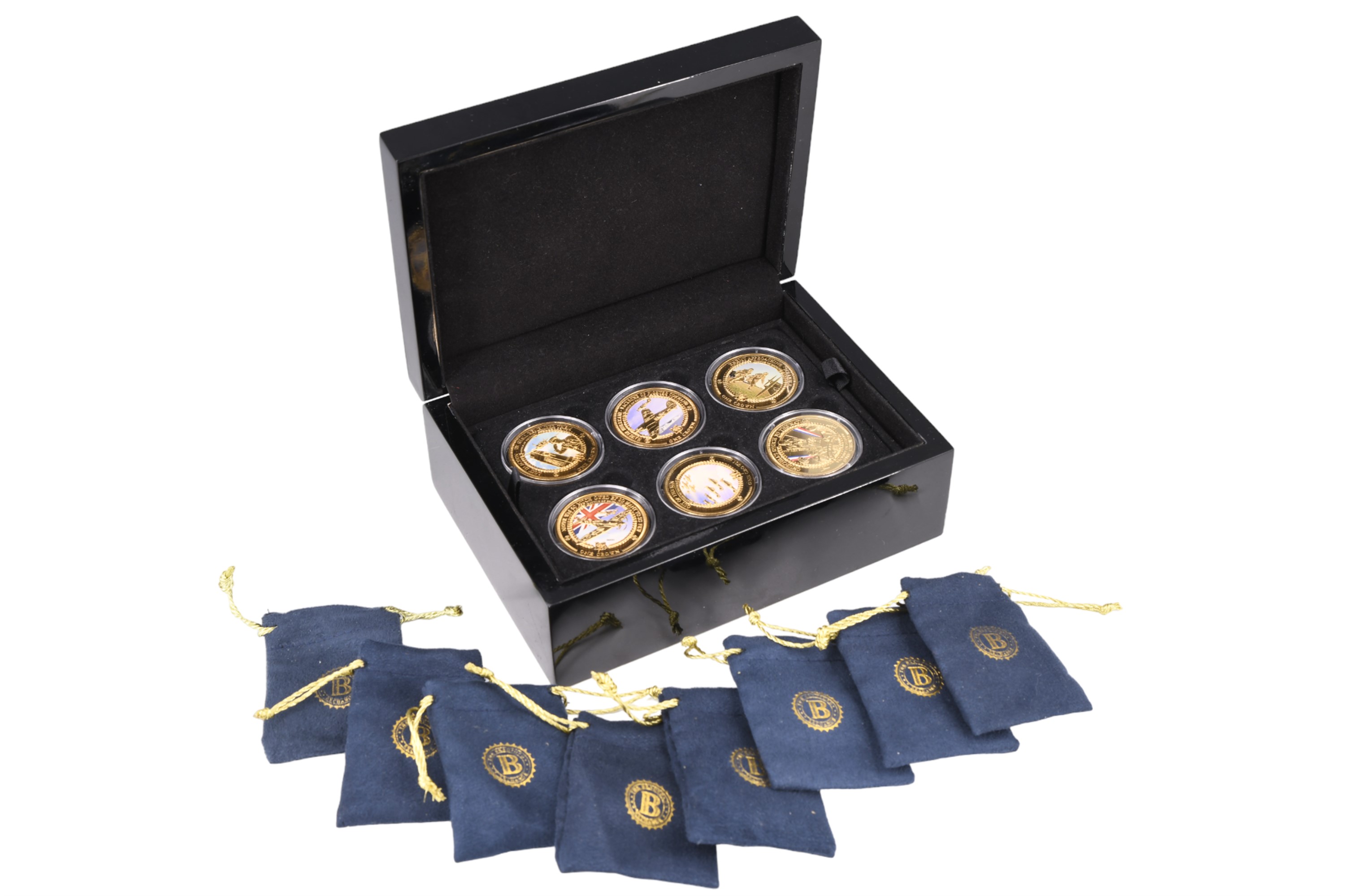 A cased set of The Bradford Exchange commemorative one crown picture coins