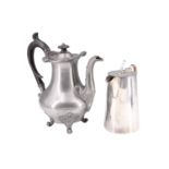 A George V Walker and Hall silver plated water jug, having rattan bound handle, together with a