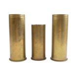 Two Imperial German 7.7 cm Feldkanone 96 field artillery brass shell cases, dated 1917 and 1918