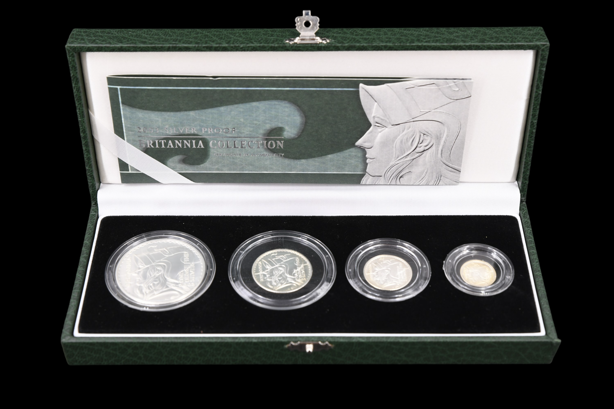 A cased silver proof 2003 Britannia Collection coin set by The Royal Mint with certificate