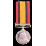 A Queen's South Africa Medal with one clasp to 3130 Pte W Anderson, 1st Border Regiment