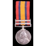 A Queen's South Africa Medal with two clasps to 5033 Corporal T Bird, 1st Border Regiment