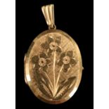 A Georg Jensen 9 ct gold pendant locket, date letter indistinct, circa 1970s, 26 mm x 20 mm