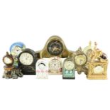 An Old Tupton Ware mantle clock, 16 cm, together with other mantle and boudoir clocks