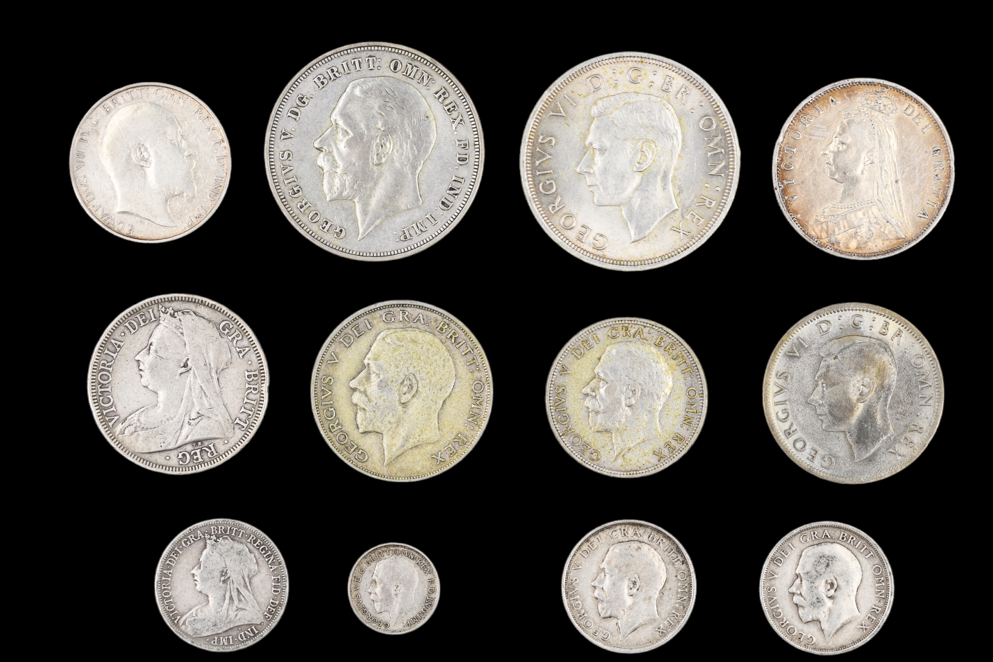 A group of pre - 1920 silver GB coins, including a 1887 half crown, a 1907 florin, etc, together - Image 2 of 7