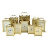 Ten late 20th Century quartz carriage clocks
