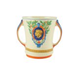A Wadeheath Ware 1937 Coronation commemorative musical loving cup, 13 cm, (free of material