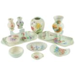 14 items of floral decorated Radford pottery, including candle holders, vases, sandwich trays,