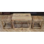 A late 20th Century pitch-pine nest of three tables, 66 x 45 x 45 cm