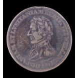 An 1812 Wellington Peninsular halfpenny copper token by Thomas Halliday