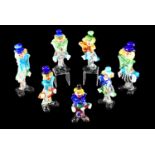Seven Murano glass clowns, tallest 26 cm