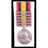A Queen's South Africa Medal with five clasps to 4627 Pte W Lloyd, 1st Border Regiment