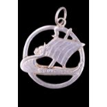 A 1970s Shetland Silvercraft silver pendant, pierced and engraved in depiction of a longboat,