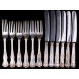 An associated set of King's pattern cutlery, comprising three forks, London 1845, two forks, London,