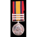 A Queen's South Africa Medal with three clasps to /2650 Pte J Herron,1st Border Regiment