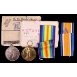 British War and Victory Medals in carton to 37237 Pte D T McGibbon, Cambridgeshire Regiment