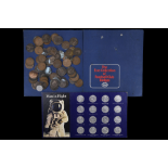 Shell "Man in Flight" tokens together with Esso Football Club Badges and a quantity of Victorian and