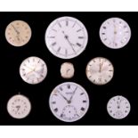 Nine pocket, wrist and fob watch movements, including Omega