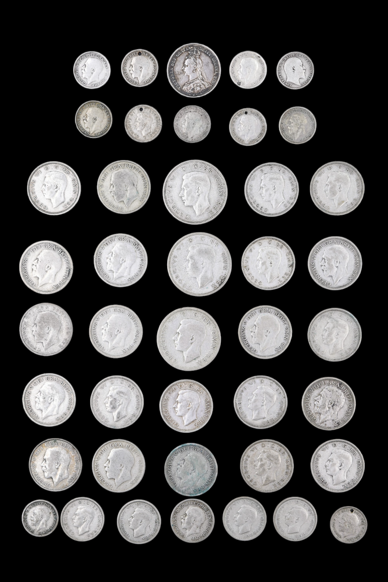 A group of pre-1947 silver GB coins, 178 g, together with five pre-1920 silver GB coins, - Image 2 of 2