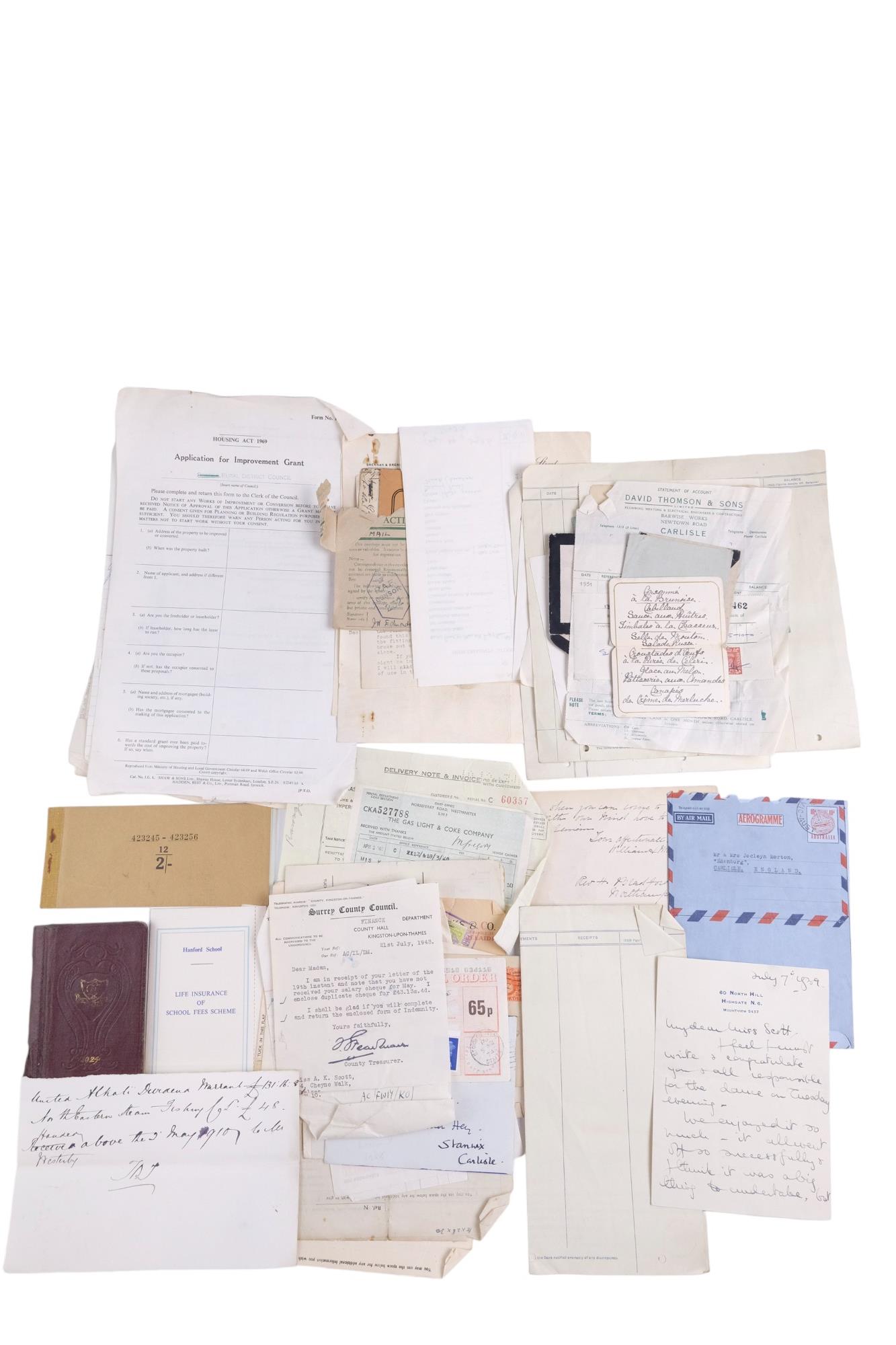 A quantity of early-to-mid 20th Century ephemera comprising receipts, correspondence, etc - Image 2 of 6