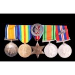 British War and Victory Medals with Silver War Badge and Second World War campaign medals
