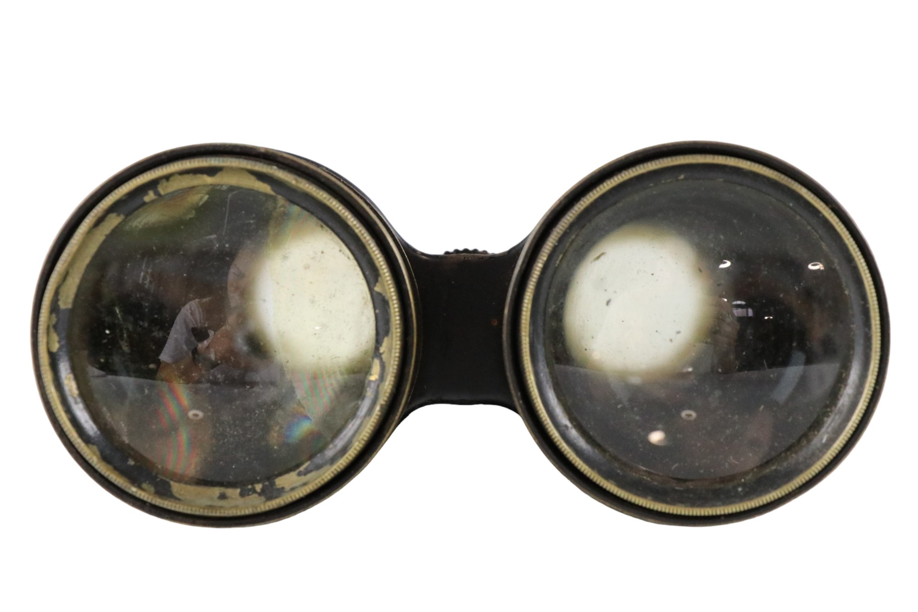 An early 20th Century three draw pocket telescope and a pair of leather covered field glasses, - Image 3 of 6