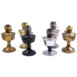 Six vintage Aladdin brass / chrome plated oil lamp bases