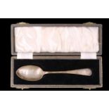 A cased George V silver Hanoverian pattern christening spoon, Joseph Rodgers & Sons, Sheffield,