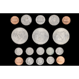 A group of US coins, including three "Eisenhower Dollars", etc