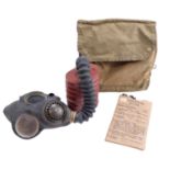 A Second World War British army gas mask, haversack etc